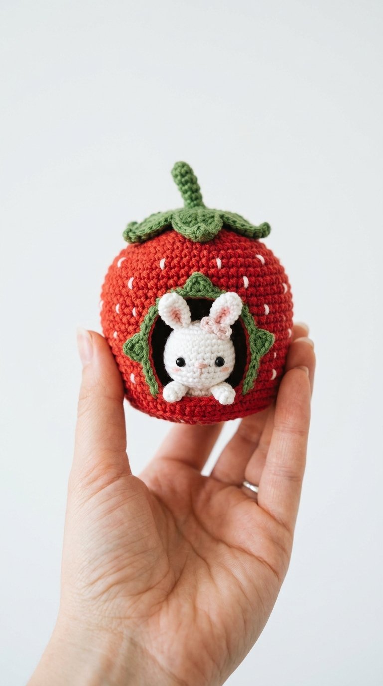 Bunny Inside Strawberry House - Free Crochet Pattern