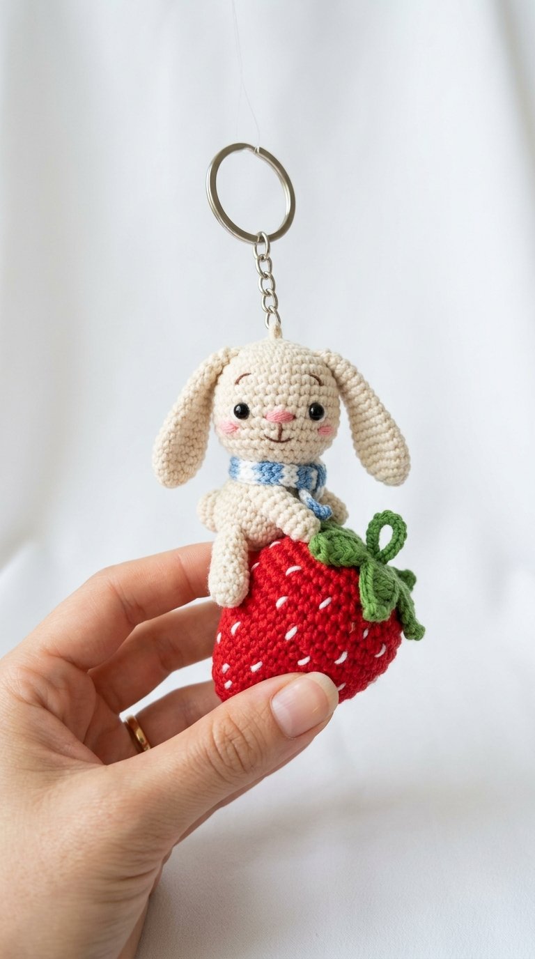 Bunny Riding Giant Strawberry Ke - Free Crochet Pattern
