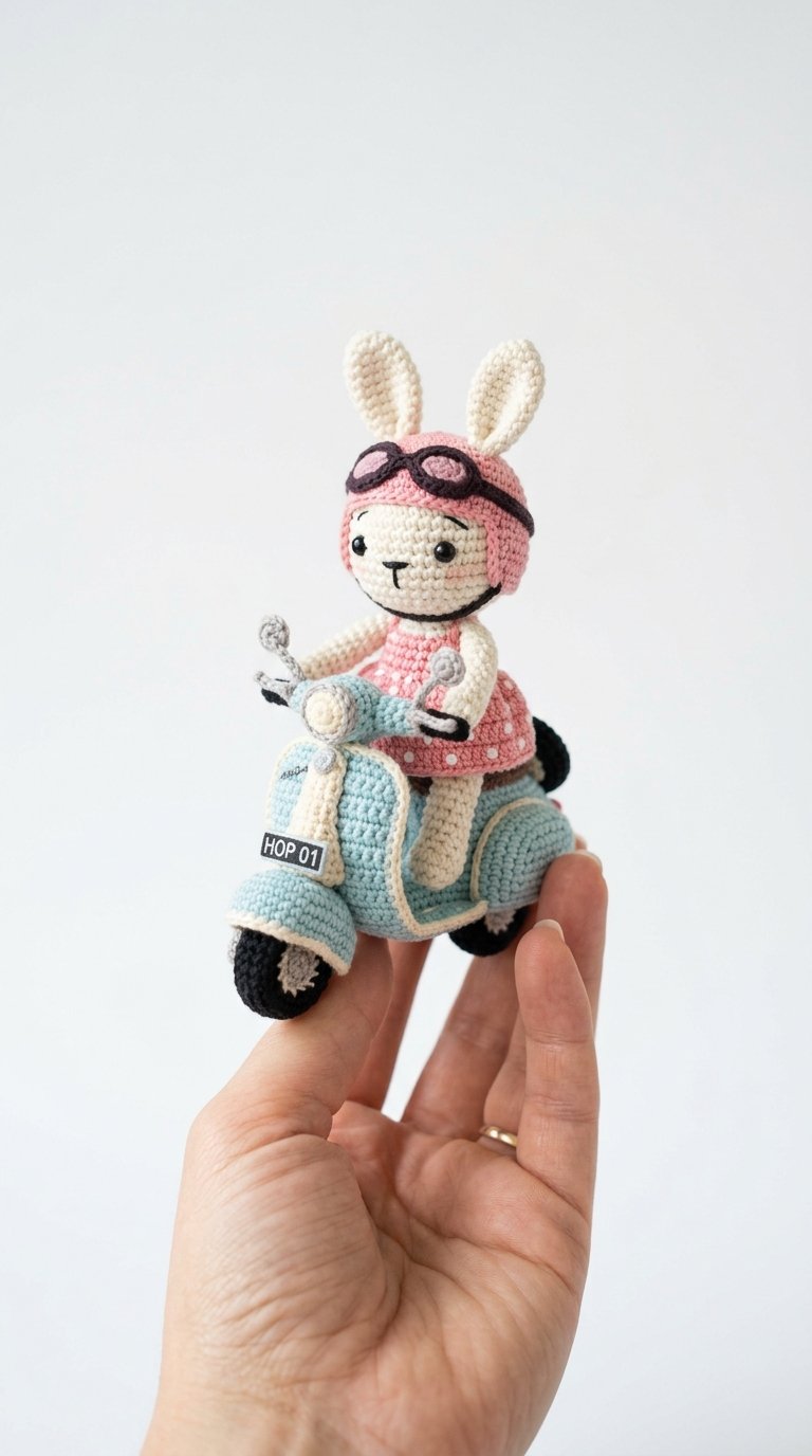 Bunny Riding Vespa Crochet Amigu - Free Crochet Pattern