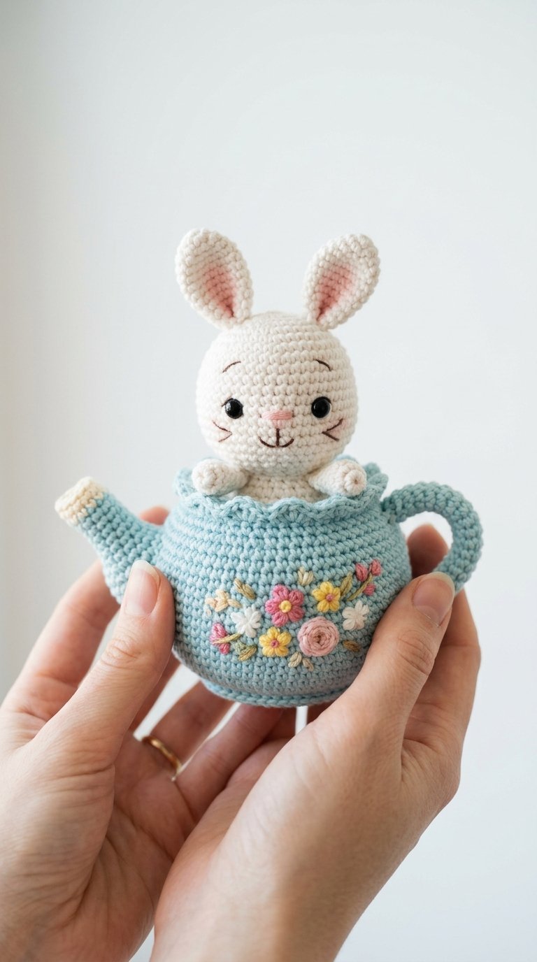 Bunny Sitting Inside Teapot - Free Crochet Pattern