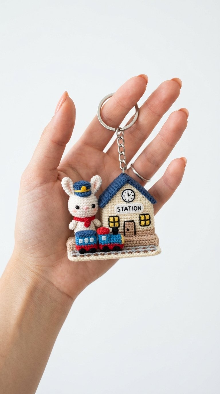Bunny Train Station Crochet Keyc - Free Crochet Pattern