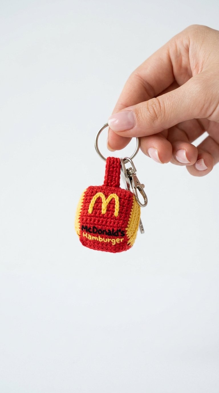 Burger Box Crochet Keychain - Free Crochet Pattern