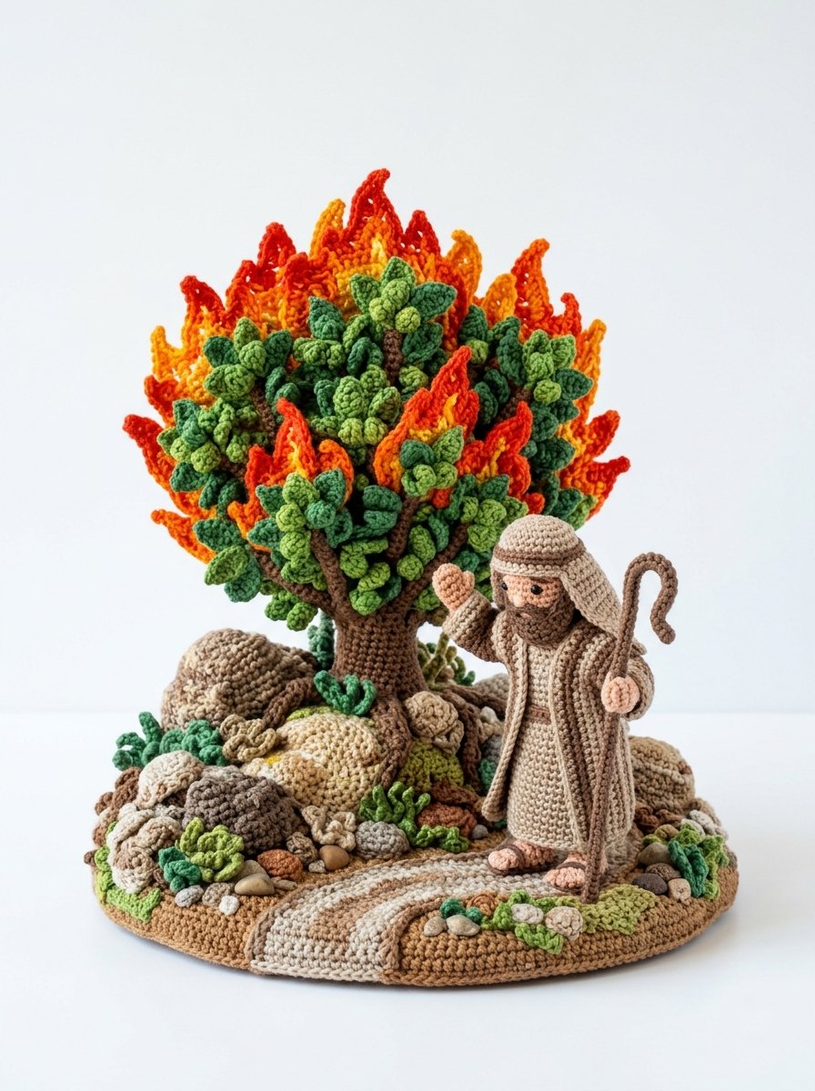 Burning Bush Crochet Scene - Free Crochet Pattern