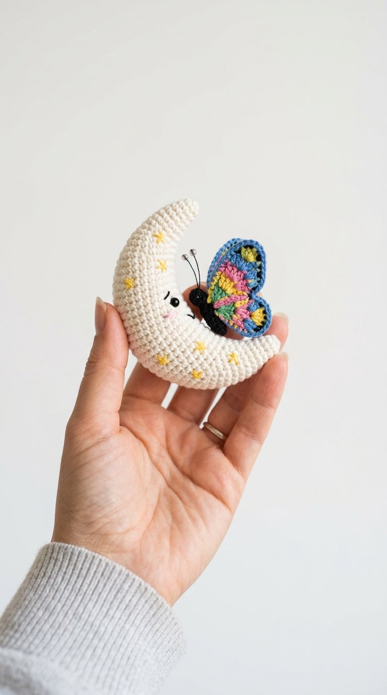 Butterfly On Moon Crochet Amigurumi - Free Crochet Pattern