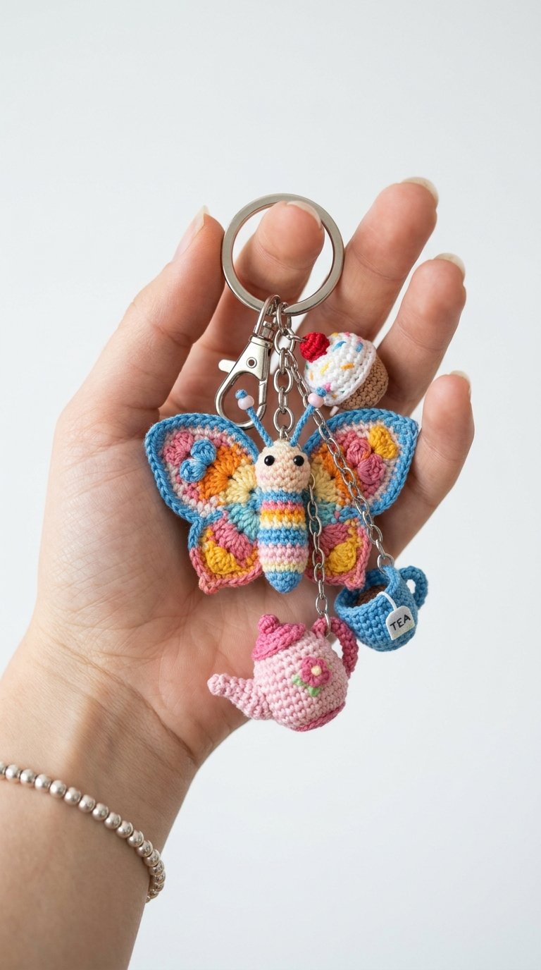 Butterfly Tea Party Crochet Keyc - Free Crochet Pattern