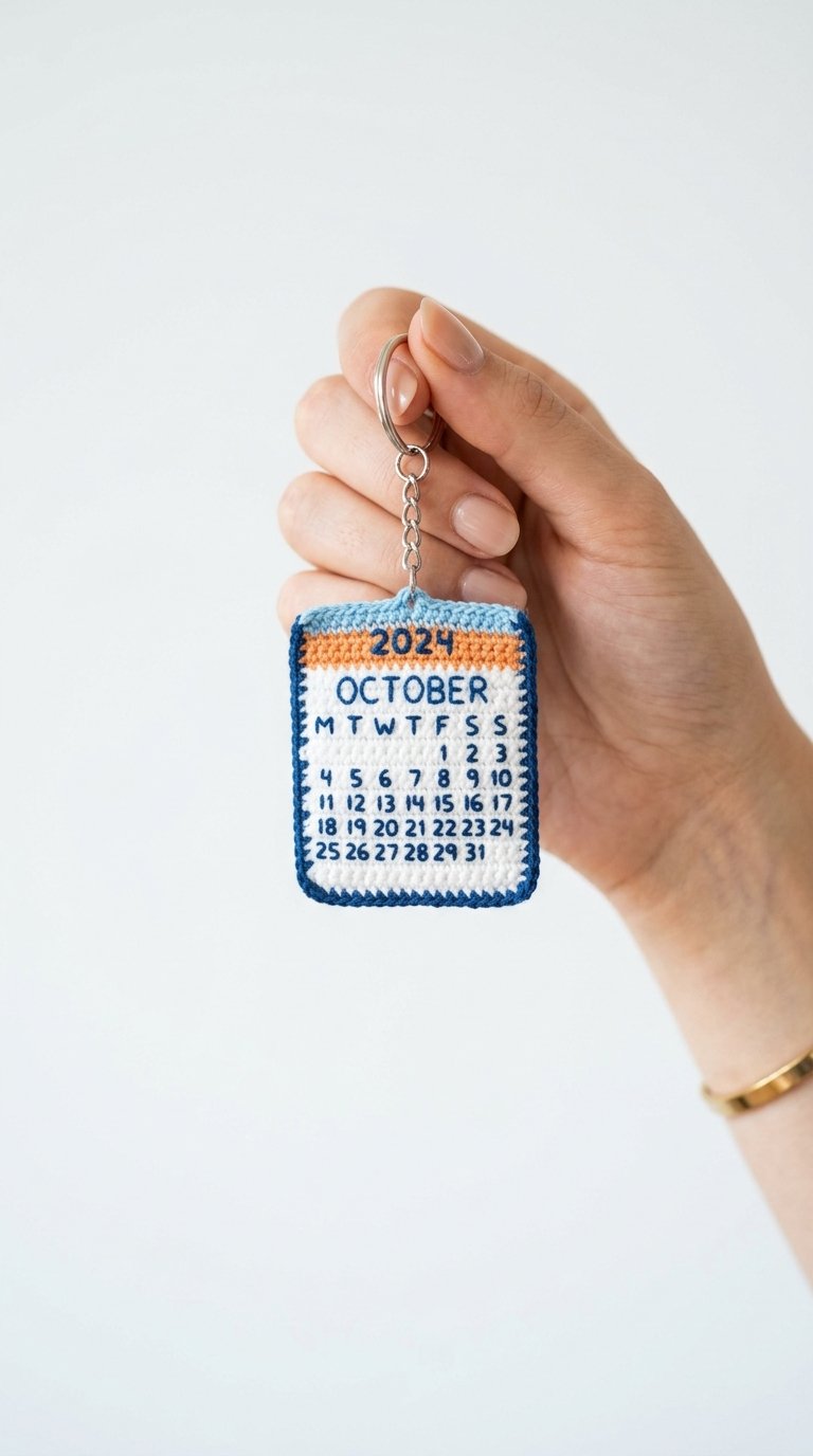 Calendar Crochet Keychain In Hand - Free Crochet Pattern