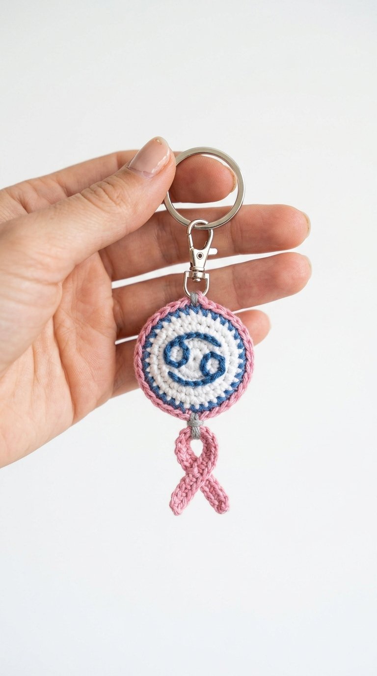Cancer Crochet Keychain White Ba - Free Crochet Pattern