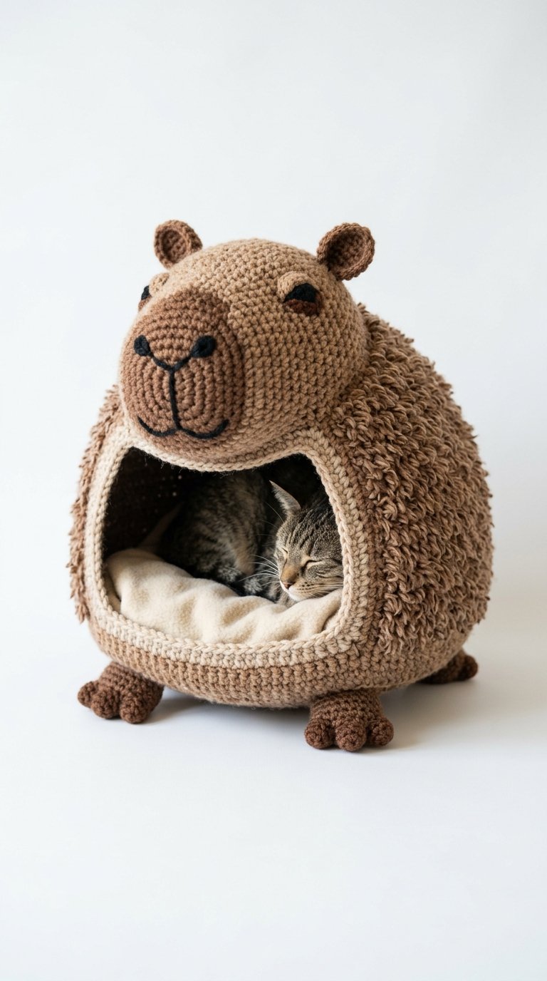 Capybara Crochet Cat House - Free Crochet Pattern