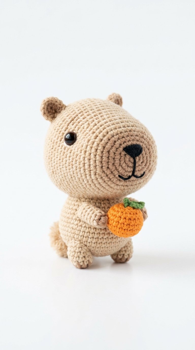 Capybara Holding An Orange - Free Crochet Pattern