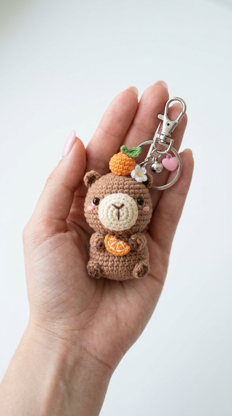 Capybara Keychain Amigurumi In Hand - Free Crochet Pattern