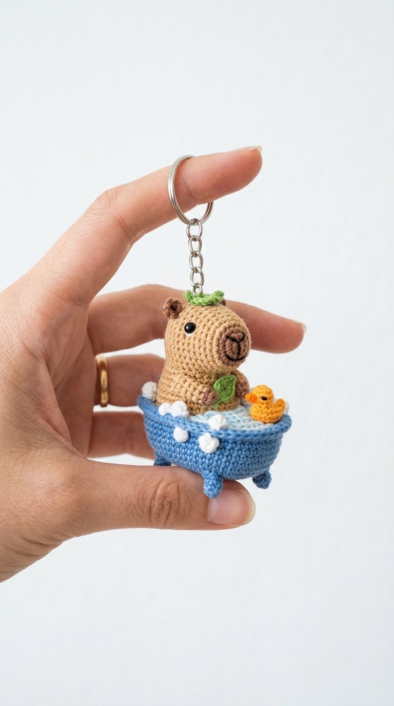 Capybara Relaxing In Bathtub Key - Free Crochet Pattern