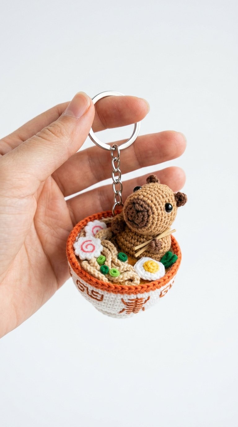 Capybara Relaxing In Ramen Bowl - Free Crochet Pattern