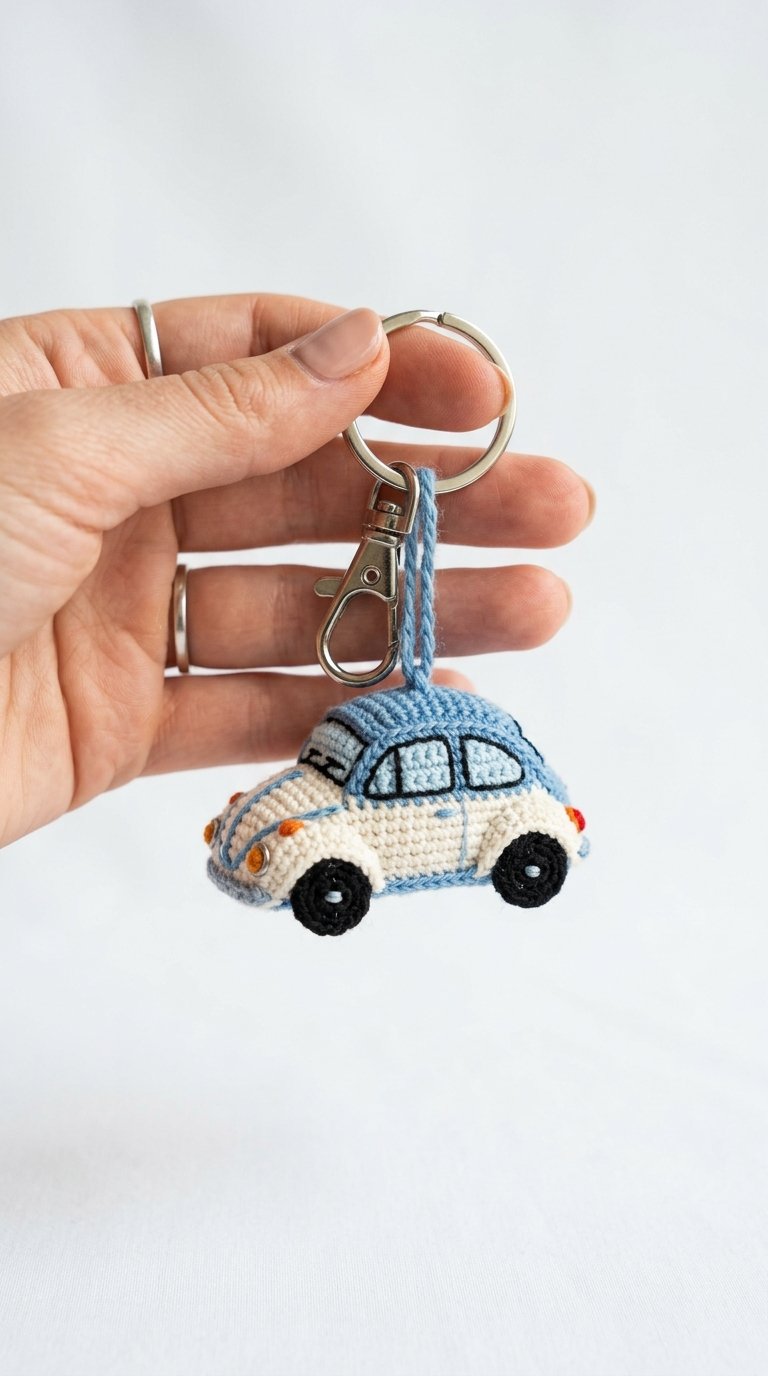 Car Crochet Keychain In Hand - Free Crochet Pattern
