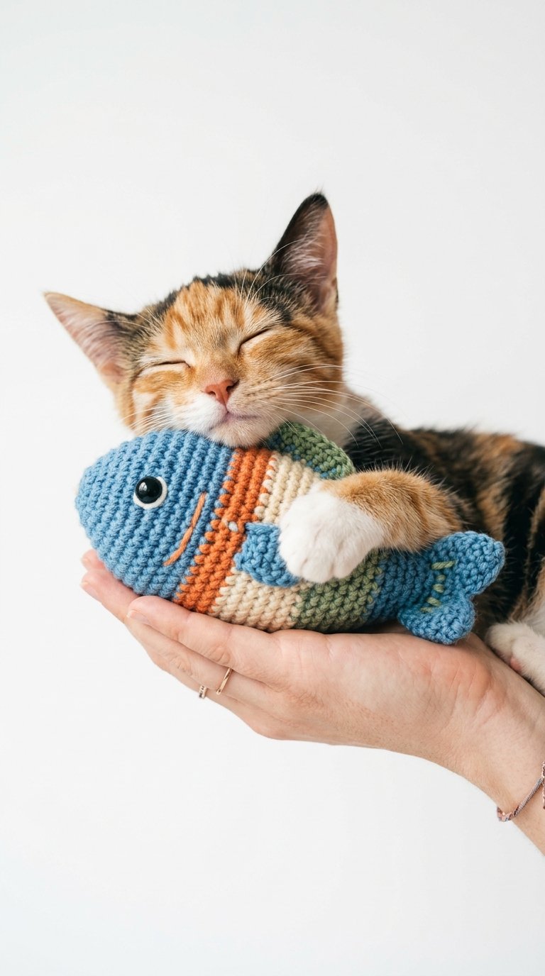 Cat Hugging Fish Plush - Free Crochet Pattern