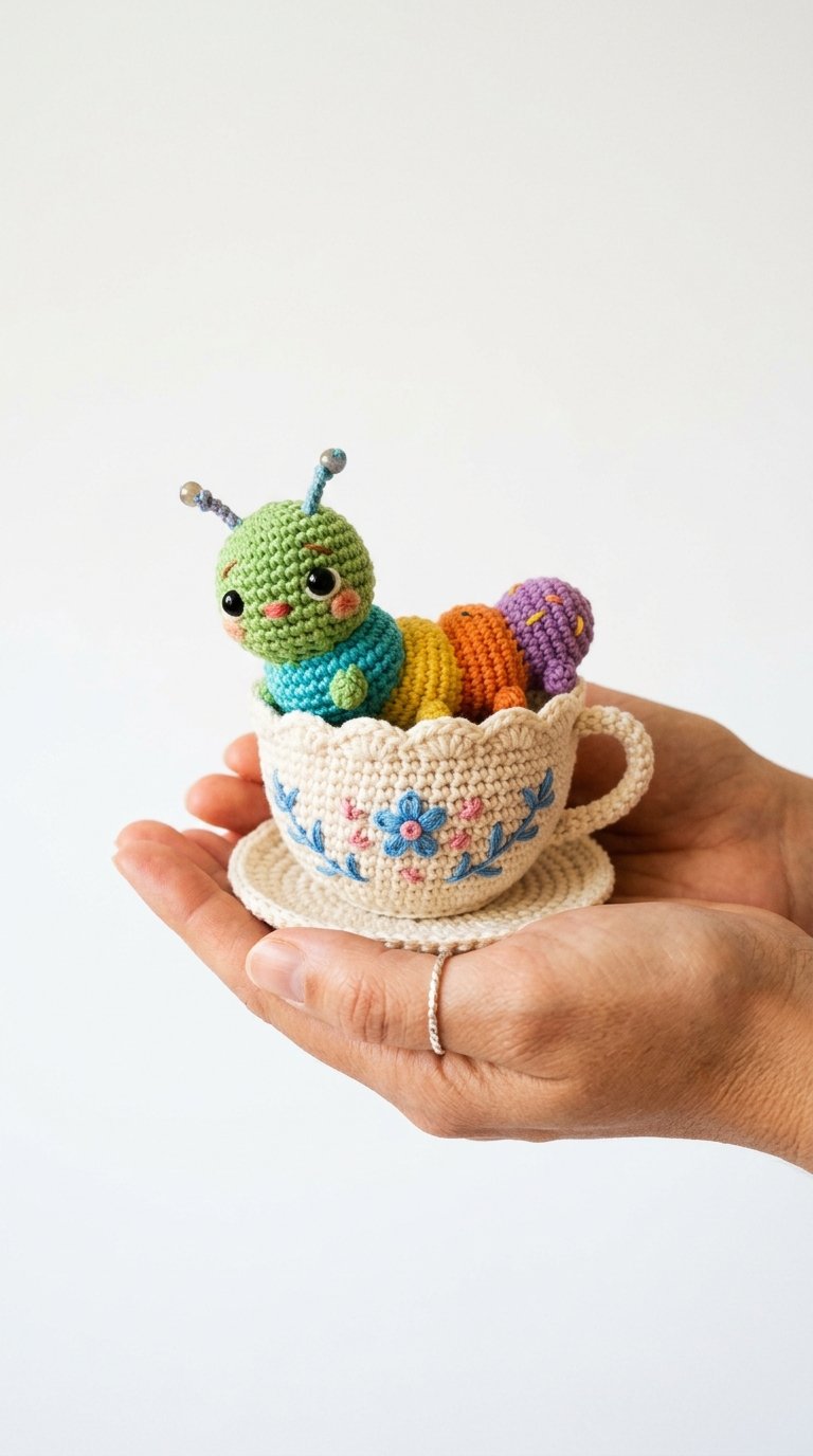 Caterpillar Teacup Crochet Amigu - Handmade Pattern