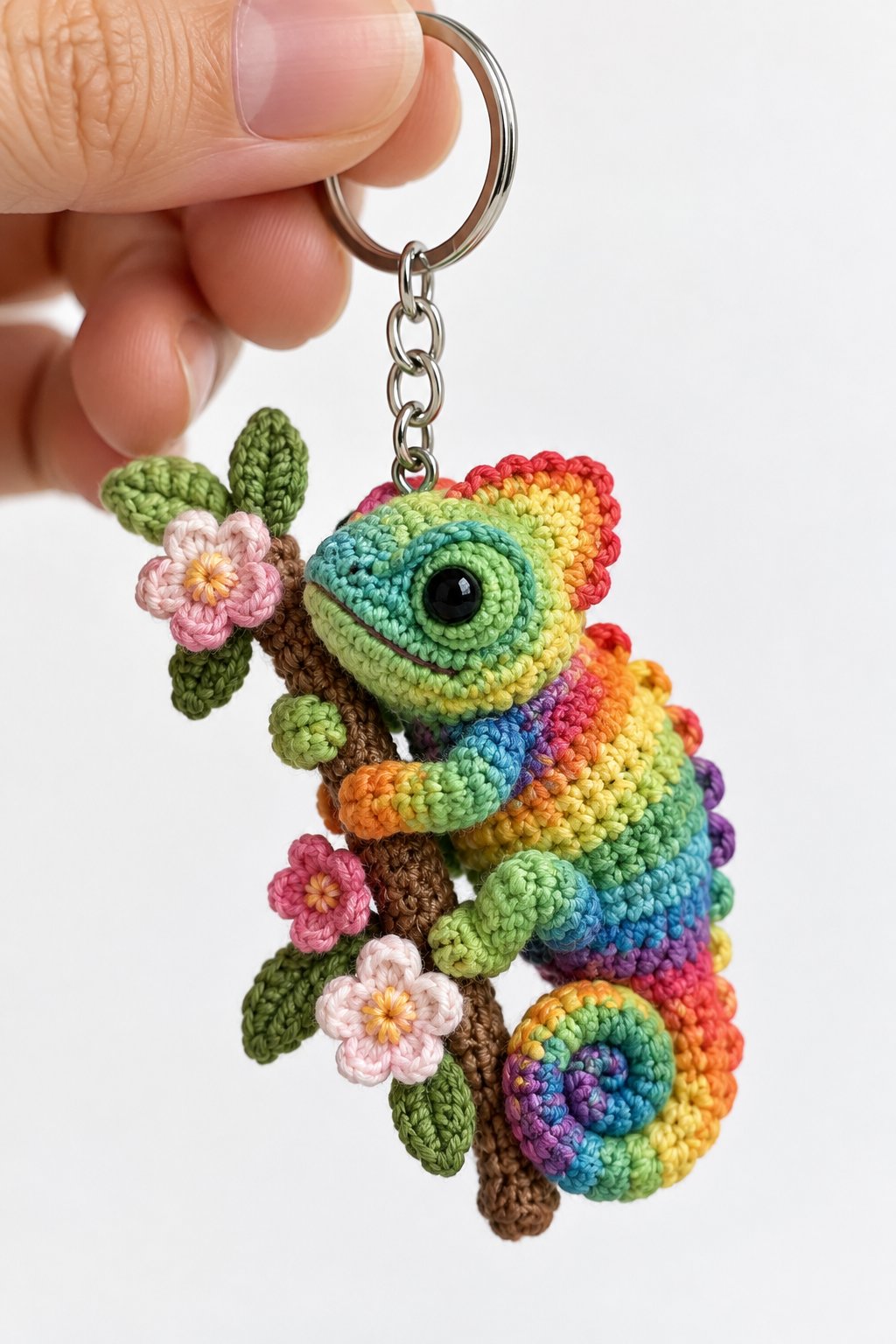 Chameleon Keychain Flower Branch - Amigurumi Pattern