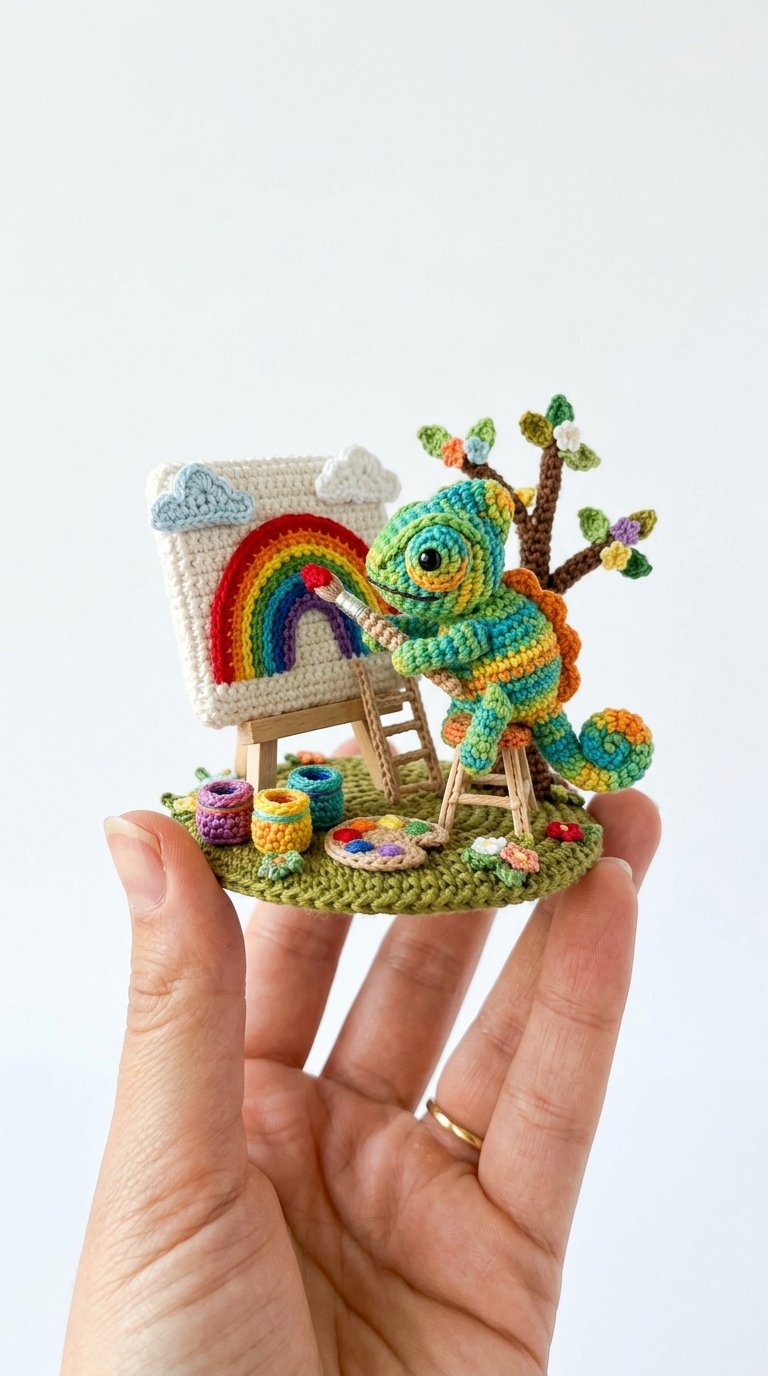 Chameleon Painting Rainbow Mural - Crochet Pattern