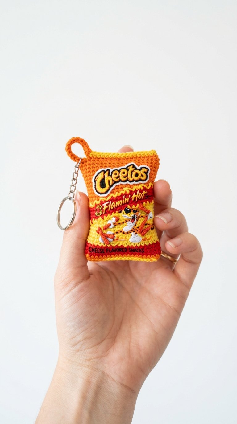 Cheetos Bag Crochet Keychain - Step by Step