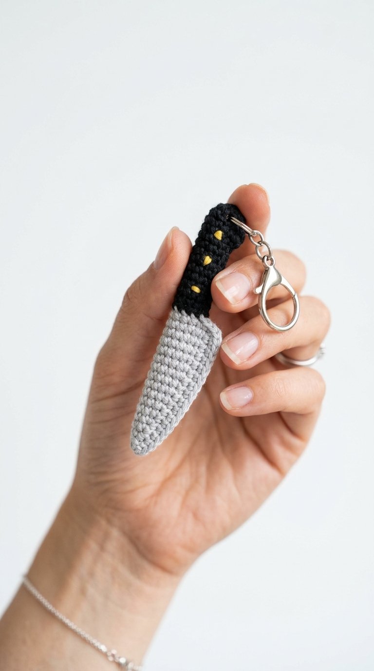 Chef Knife Crochet Keychain - Handmade Pattern