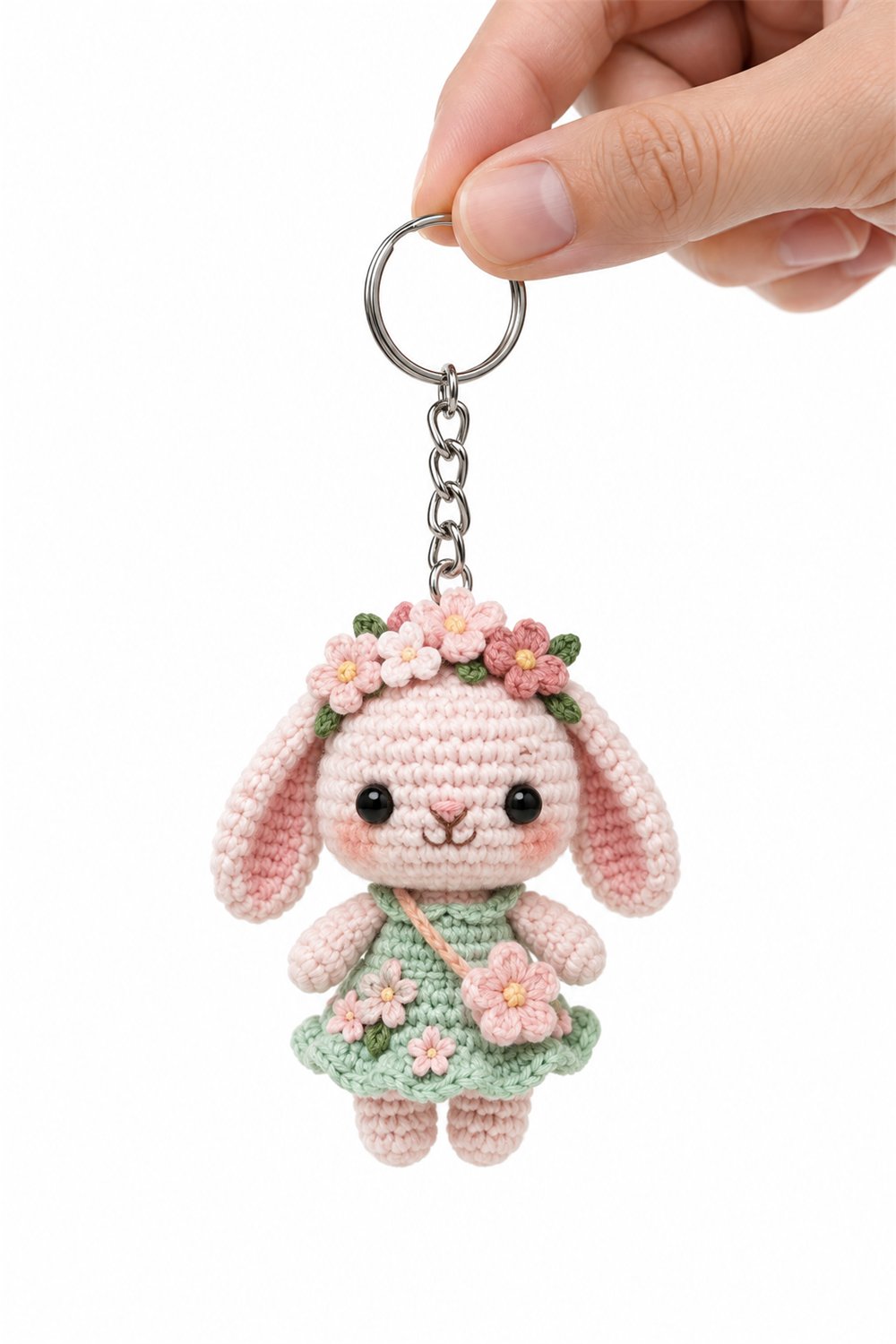 How to Crochet Cherry Blossom Bunny Keychain