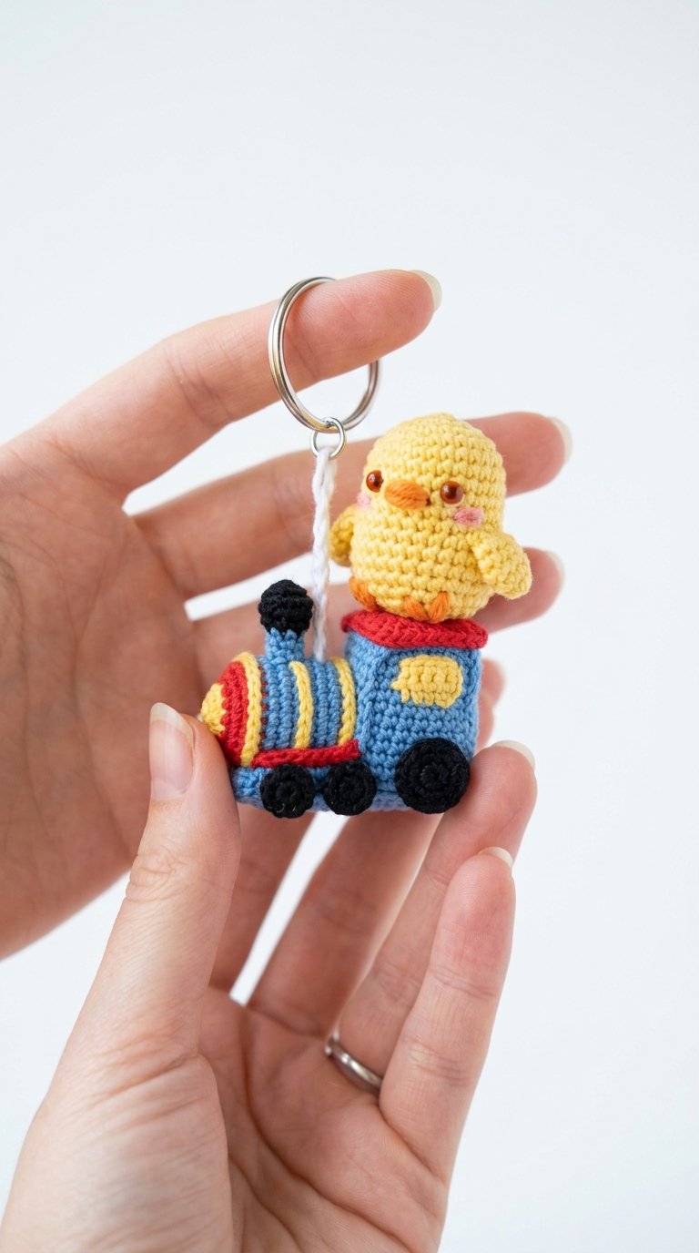 Chick Riding Toy Train Keychain - Amigurumi Pattern