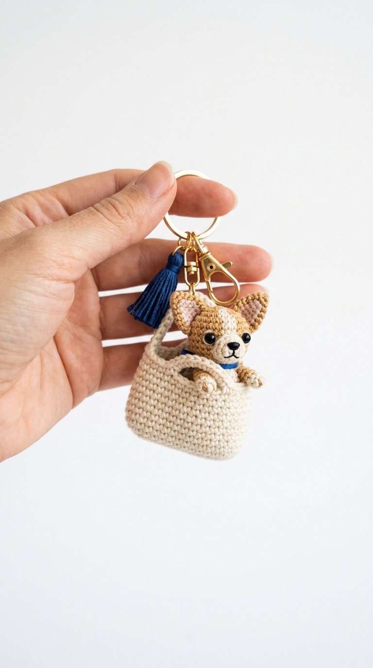 How to Crochet Chihuahua Inside Handbag Keychain