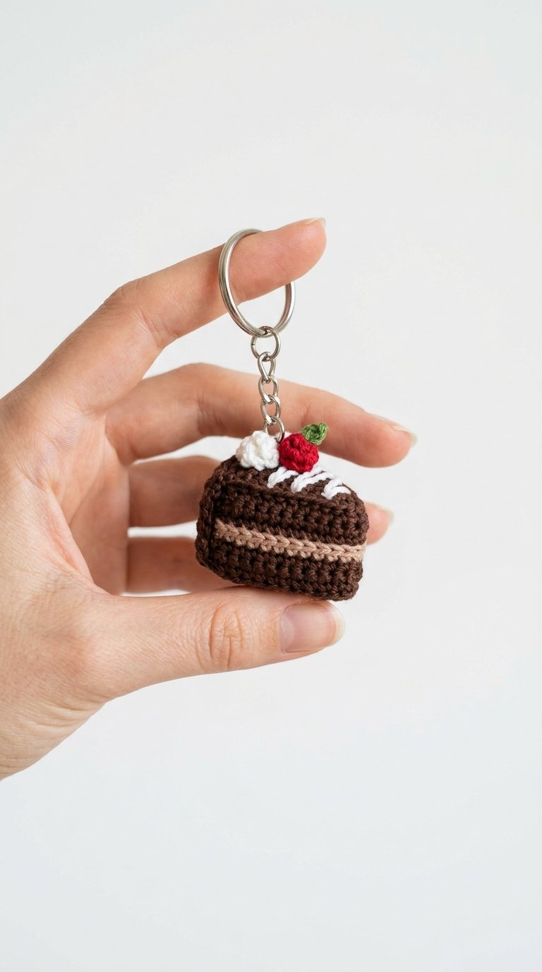 Chocolate Cake Crochet Keychain - Step by Step