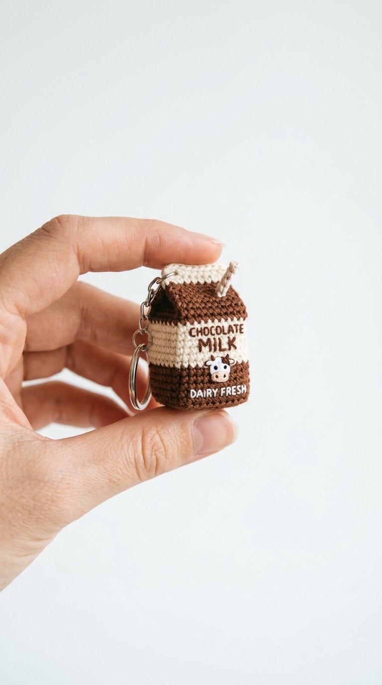DIY Chocolate Milk Keychain In Hand - Crochet Tutorial