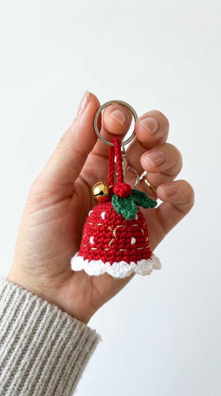 Christmas Bell Crochet Keychain - Handmade Pattern