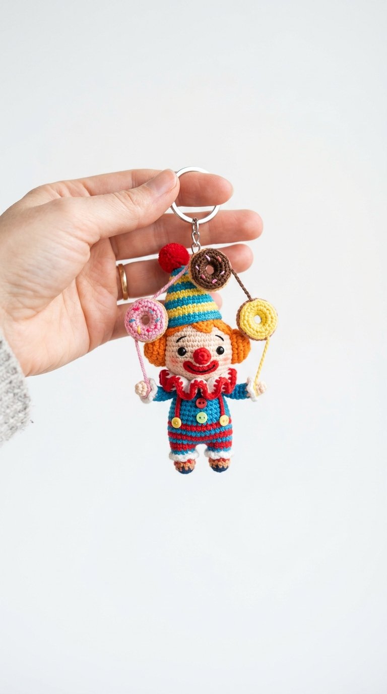 Clown Juggling Donuts Keychain - PDF Pattern