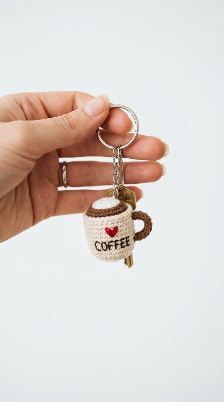 Crochet Coffee Cup Crochet Keychain - Pattern