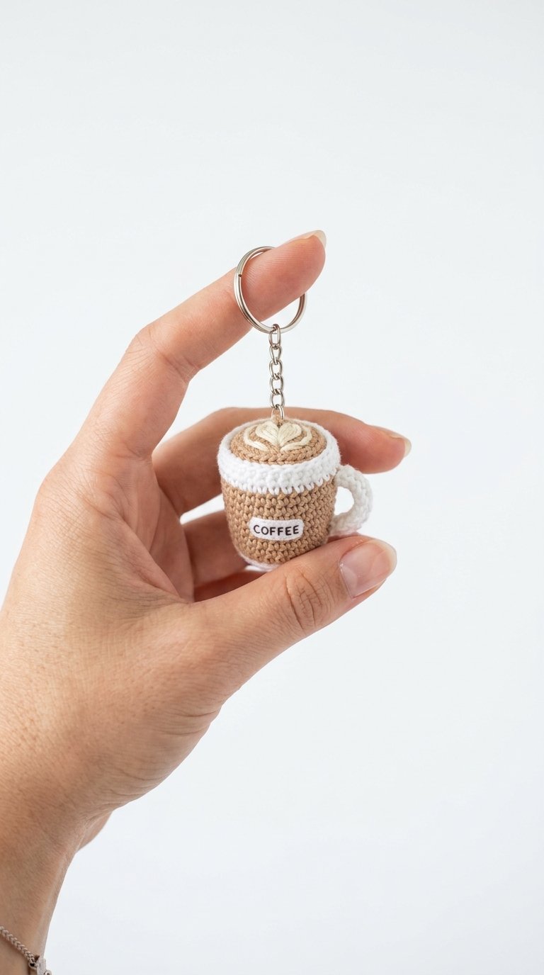 Coffee Cup Crochet Keychain - Handmade Pattern