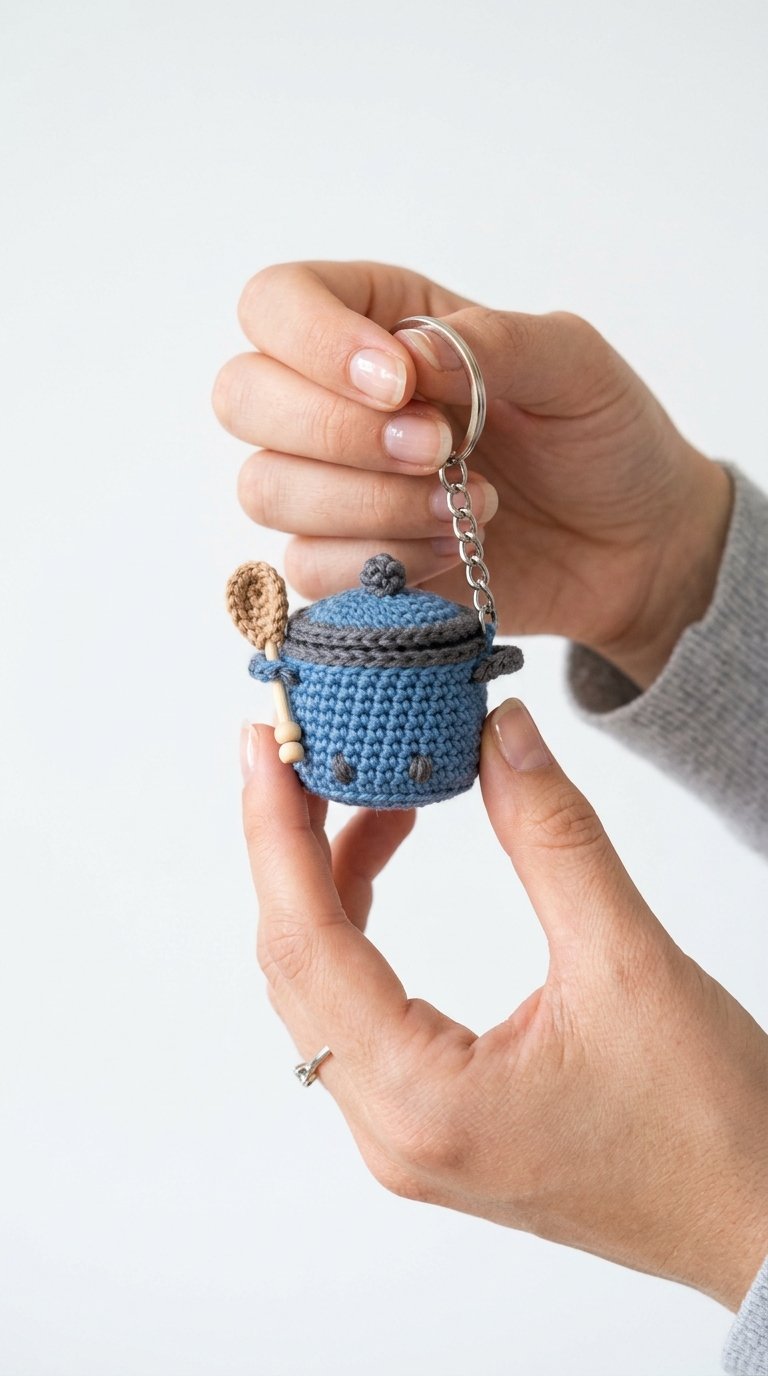 Cooking Pot Crochet Keychain - PDF Pattern