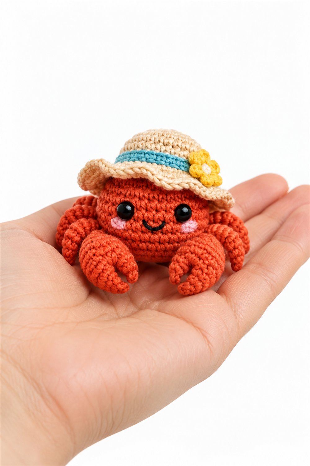 Crochet Coral Crab With Sun Hat - Pattern
