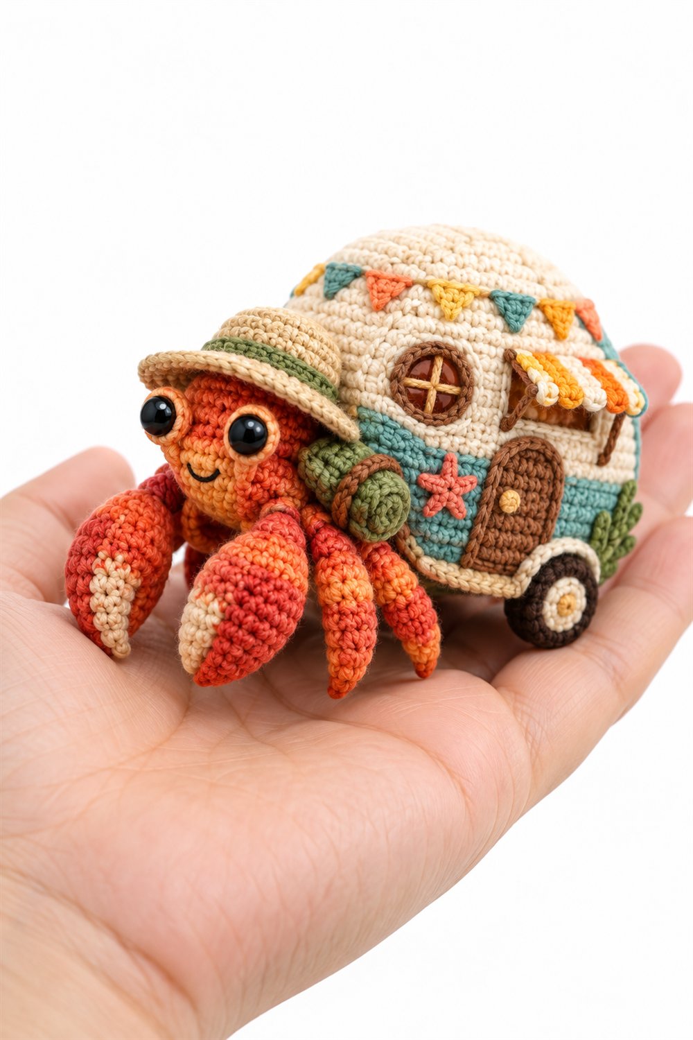 DIY Coral Hermit Crab Traveler - Crochet Tutorial