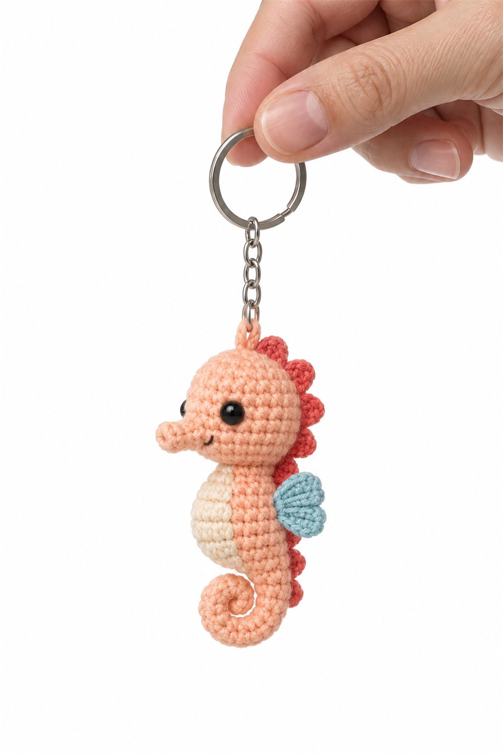 Coral Seahorse Keychain Crochet Guide