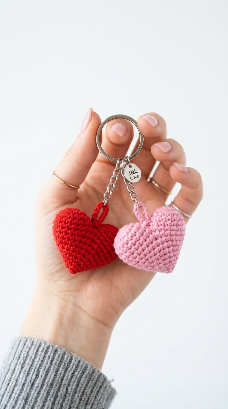 How to Crochet Couple Heart Crochet Keychain