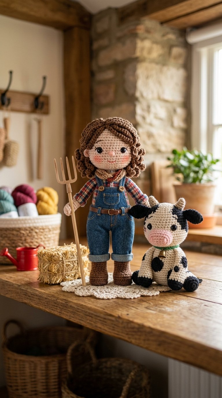 Cow Farmer Crochet Amigurumi - Step by Step