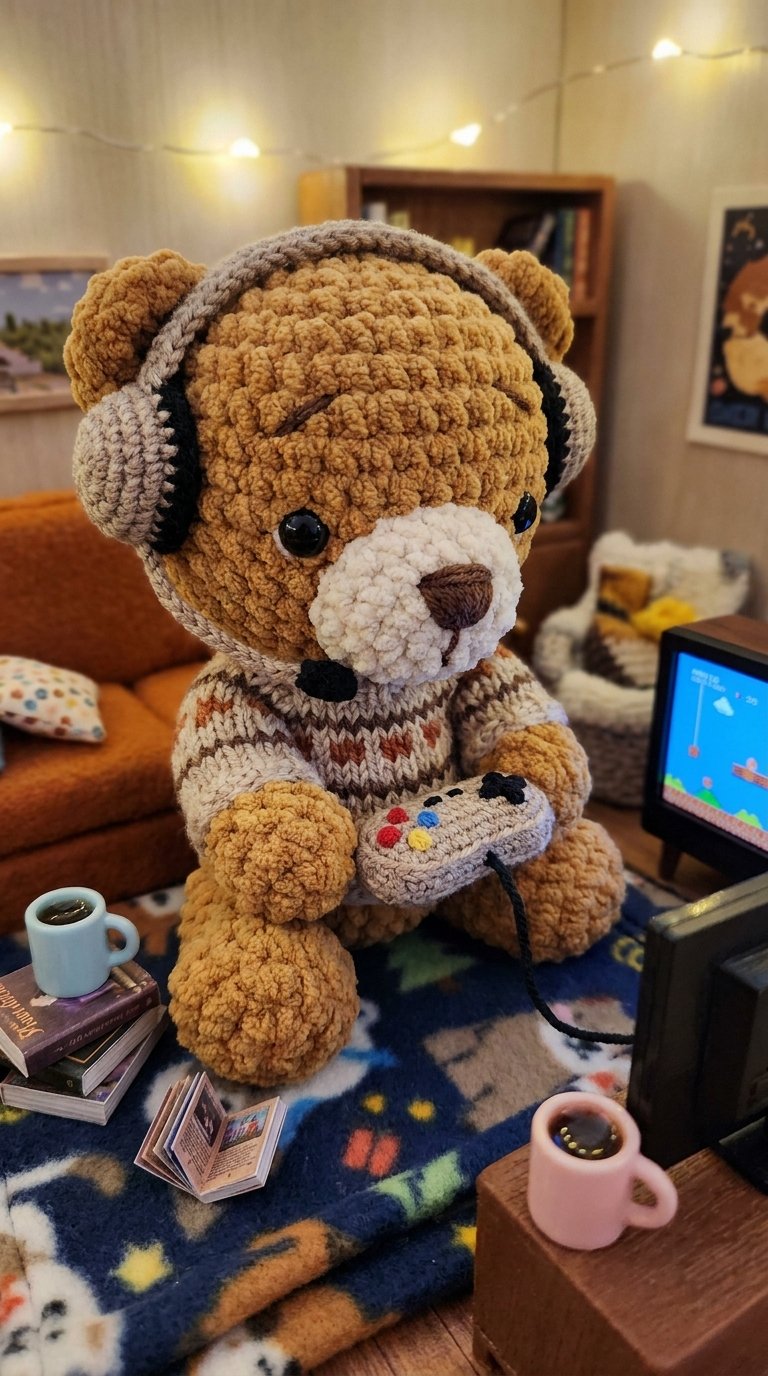 DIY Cozy Gamer Bear Crochet Amigurumi - Crochet Tutorial