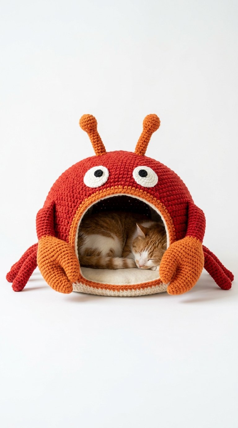 Crab Crochet Cat House - Handmade Pattern