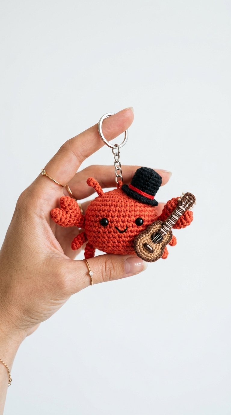 Crochet Crab Musician Crochet Keychain - Pattern