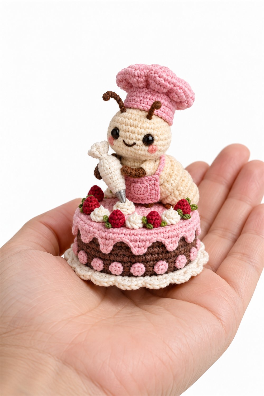 Cream Beetle Larva Pastry Chef - Handmade Pattern