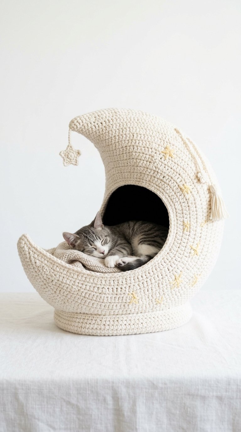 Crescent Moon Crochet Cat House - Easy Crochet