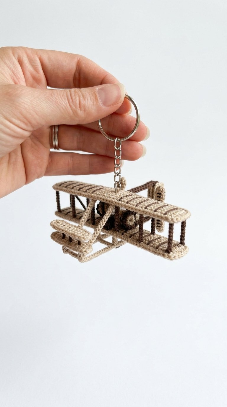 Crochet Airplane Keychain In Hand - Step by Step