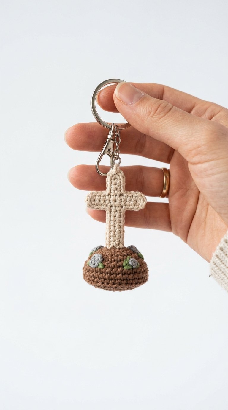 Crochet Cross Keychain Held In - Amigurumi Pattern