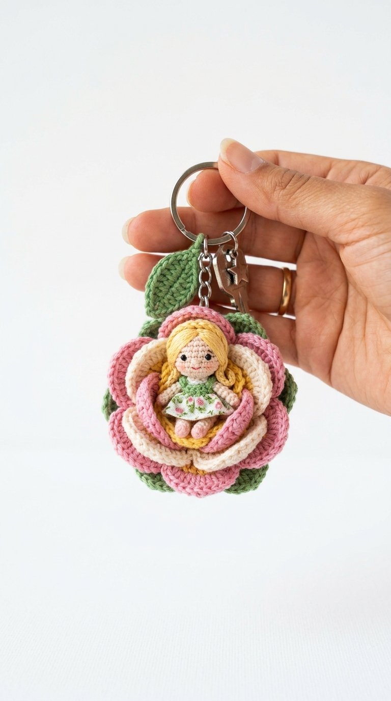Crochet Keychain Held In Hand Crochet Guide