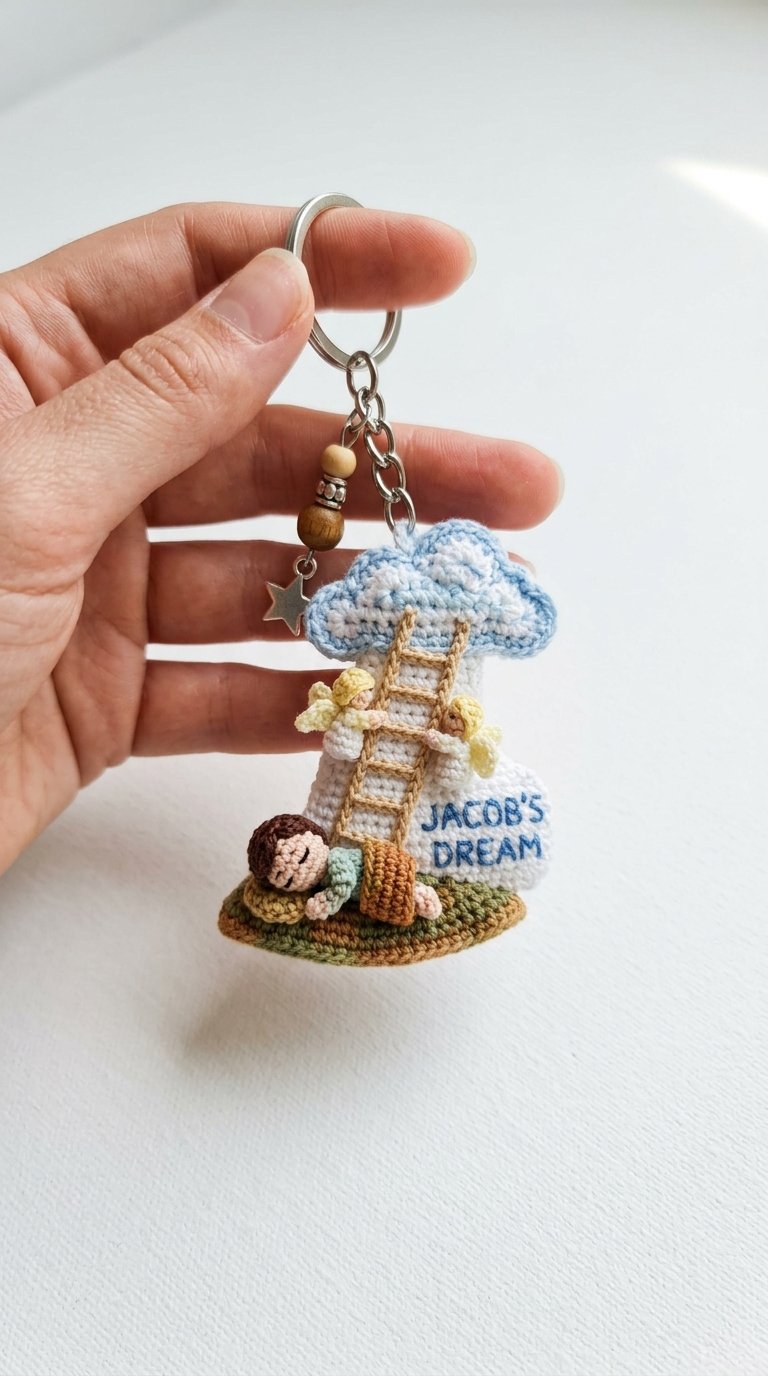 Crochet Keychain Held In Hand - Step by Step