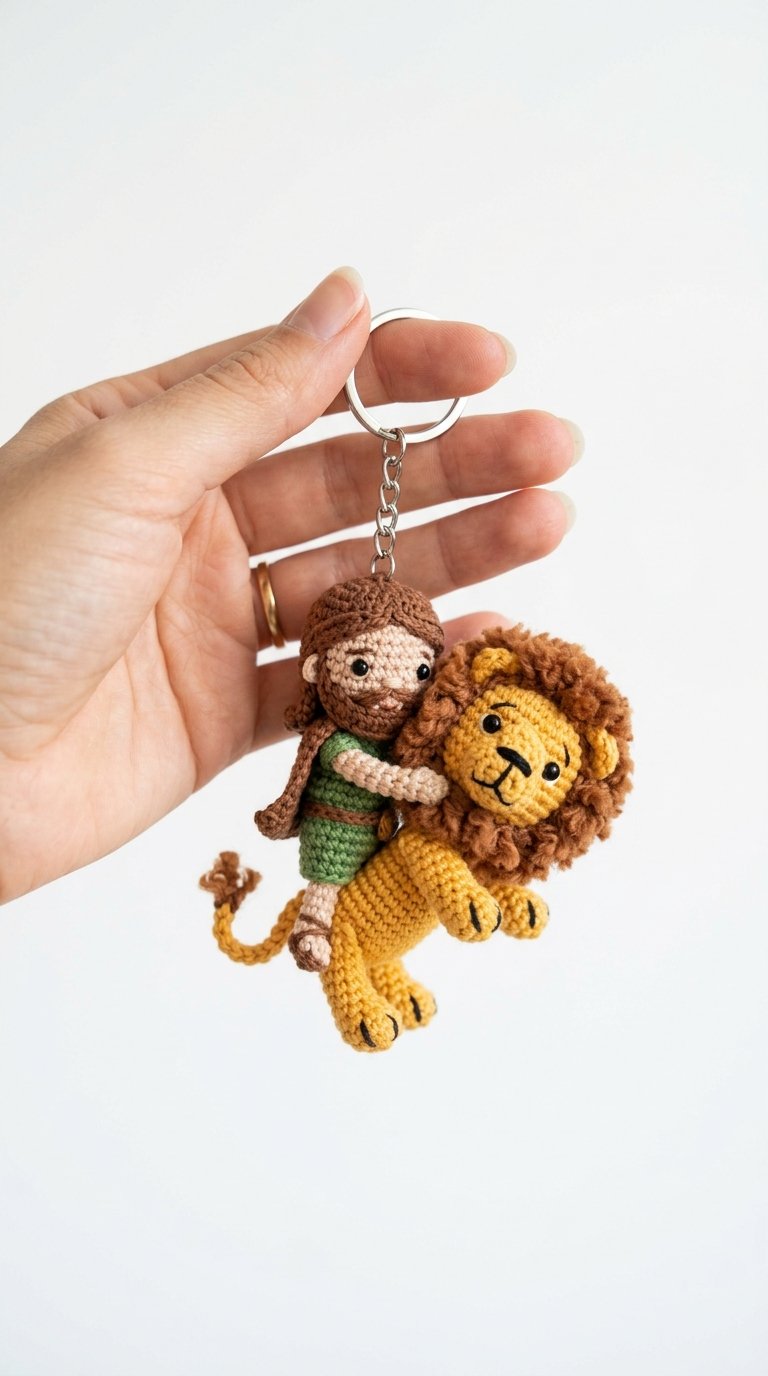 Crochet Lion Keychain Held In - PDF Pattern