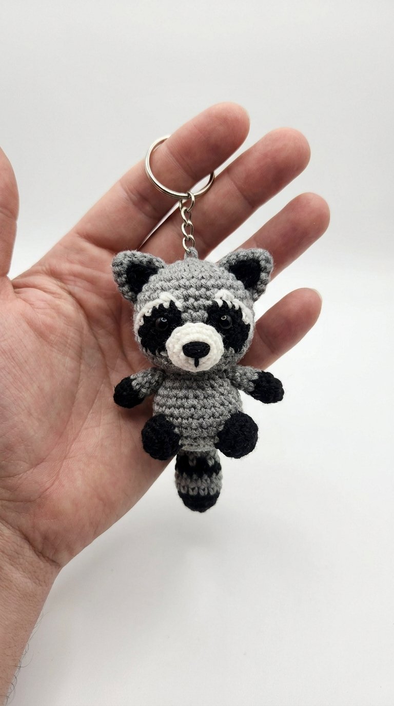 Crochet Raccoon Keychain Plush - Amigurumi Pattern