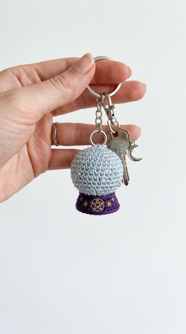 How to Crochet Crystal Ball Crochet Keychain Hand